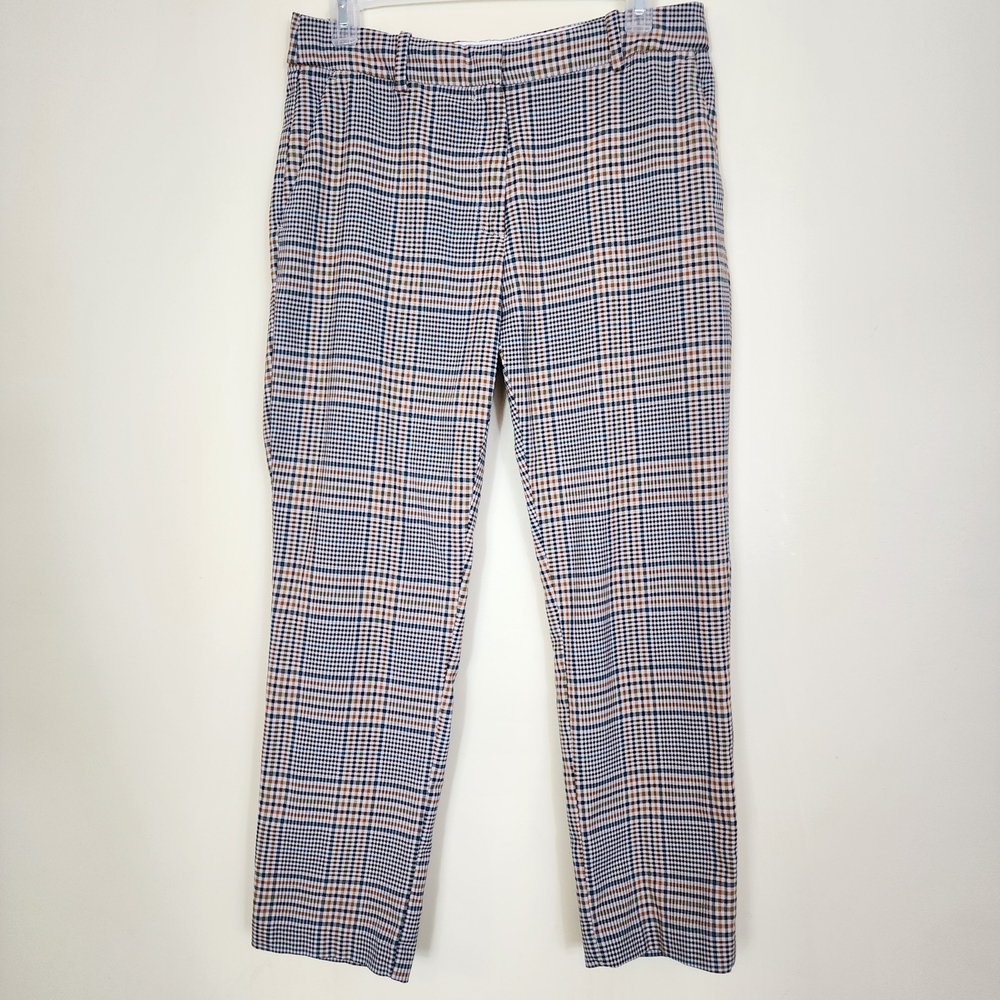 Retro Plaid Tapered Trousers Size 8 Preppy Office Work Wear